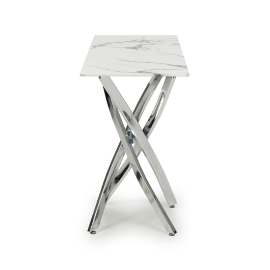 Avon Console Table In White Marble Effect With Chrome Legs
