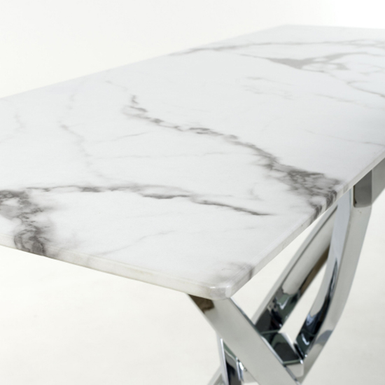 Avon Console Table In White Marble Effect With Chrome Legs