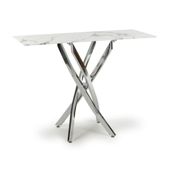 Read more about Avon console table in white marble effect with chrome legs