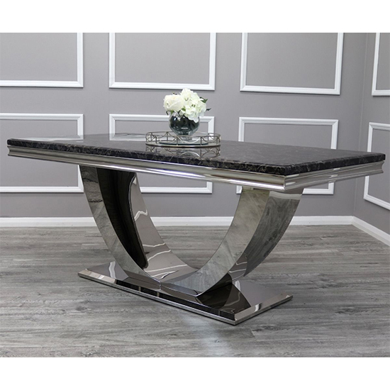 Photo of Avon medium black marble dining table with polished base