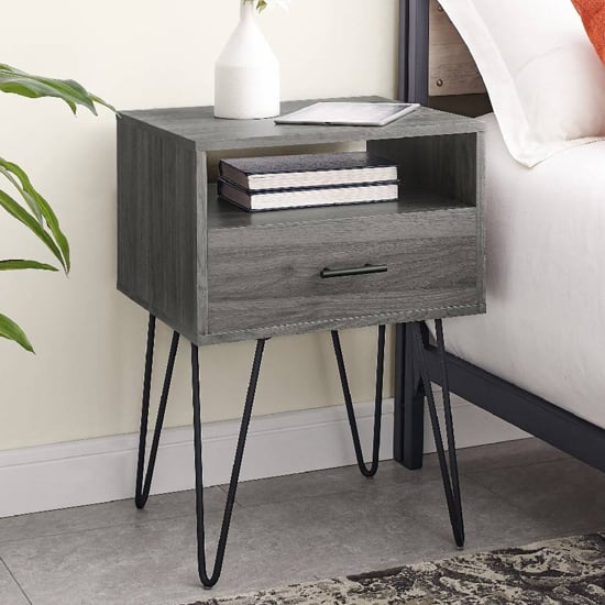 Product photograph of Avon Wooden Side Table With 1 Drawer In Slate Grey from Furniture in Fashion