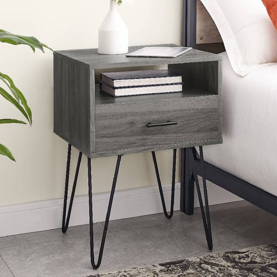 Read more about Avon wooden side table with 1 drawer in slate grey