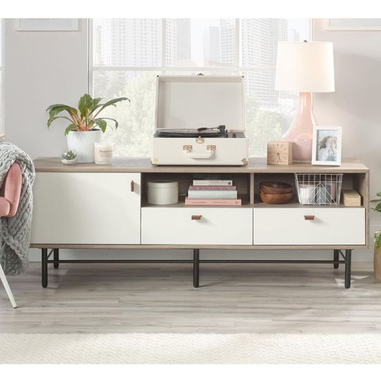 Acapulco Wooden TV Stand With 1 Door 2 Drawers In Oak And White