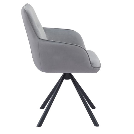 Avondale Swivel Grey French Velvet Dining Chairs In Pair