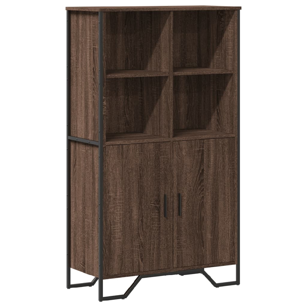 Avondale Wooden Highboard With 2 Doors In Dark Brown Oak