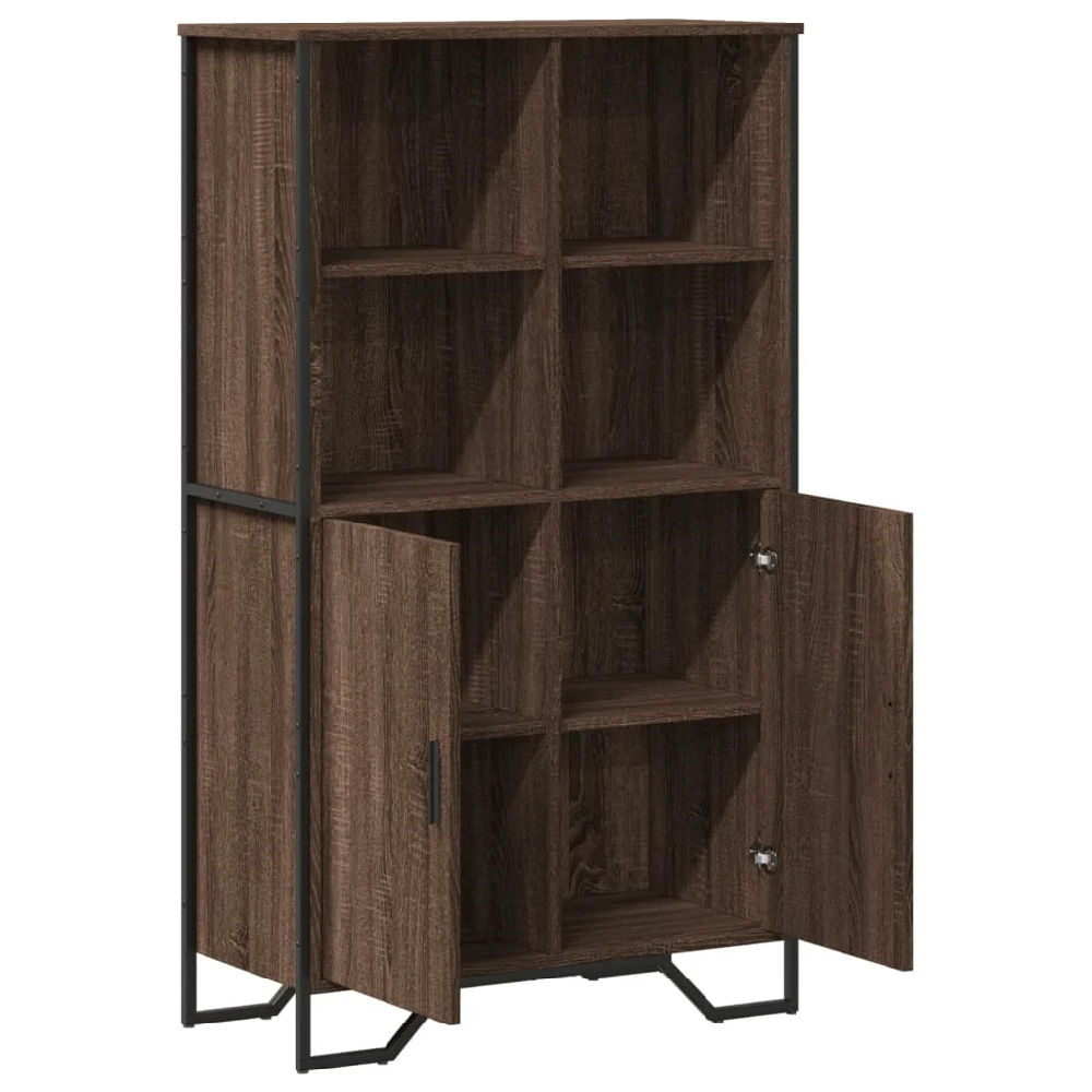 Avondale Wooden Highboard With 2 Doors In Dark Brown Oak