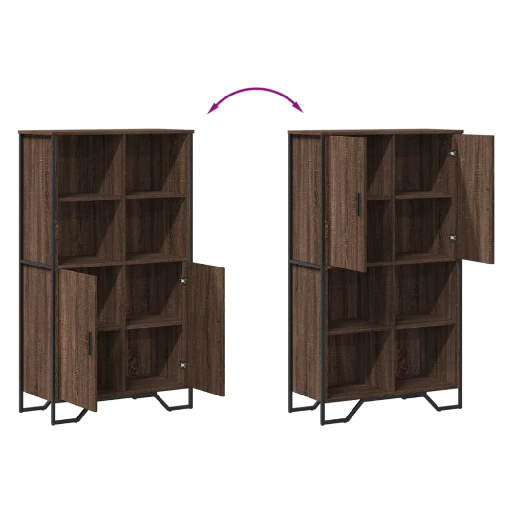 Avondale Wooden Highboard With 2 Doors In Dark Brown Oak