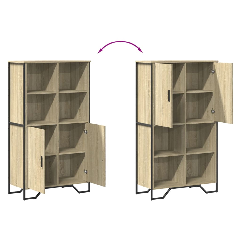 Avondale Wooden Highboard With 2 Doors In Sonoma Oak