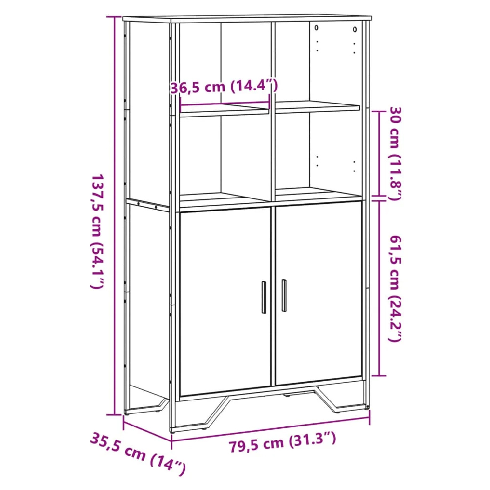 Avondale Wooden Highboard With 2 Doors In Sonoma Oak