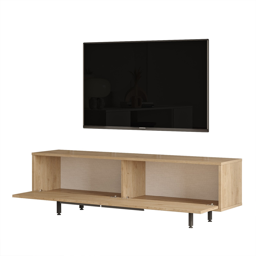 Avoris Wooden Living Room Furniture Set with Rattan Fronts in Oak