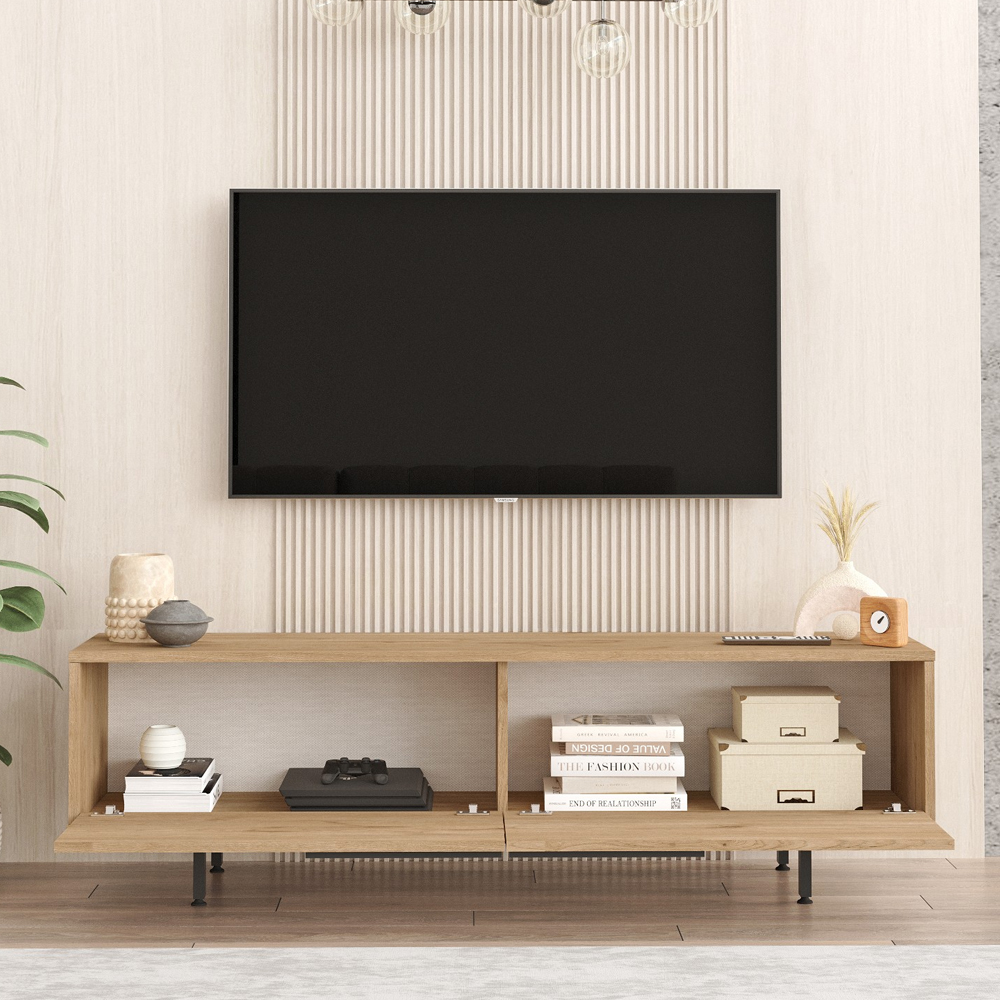 Avoris Wooden TV Stand and Coffee Table Set in Oak