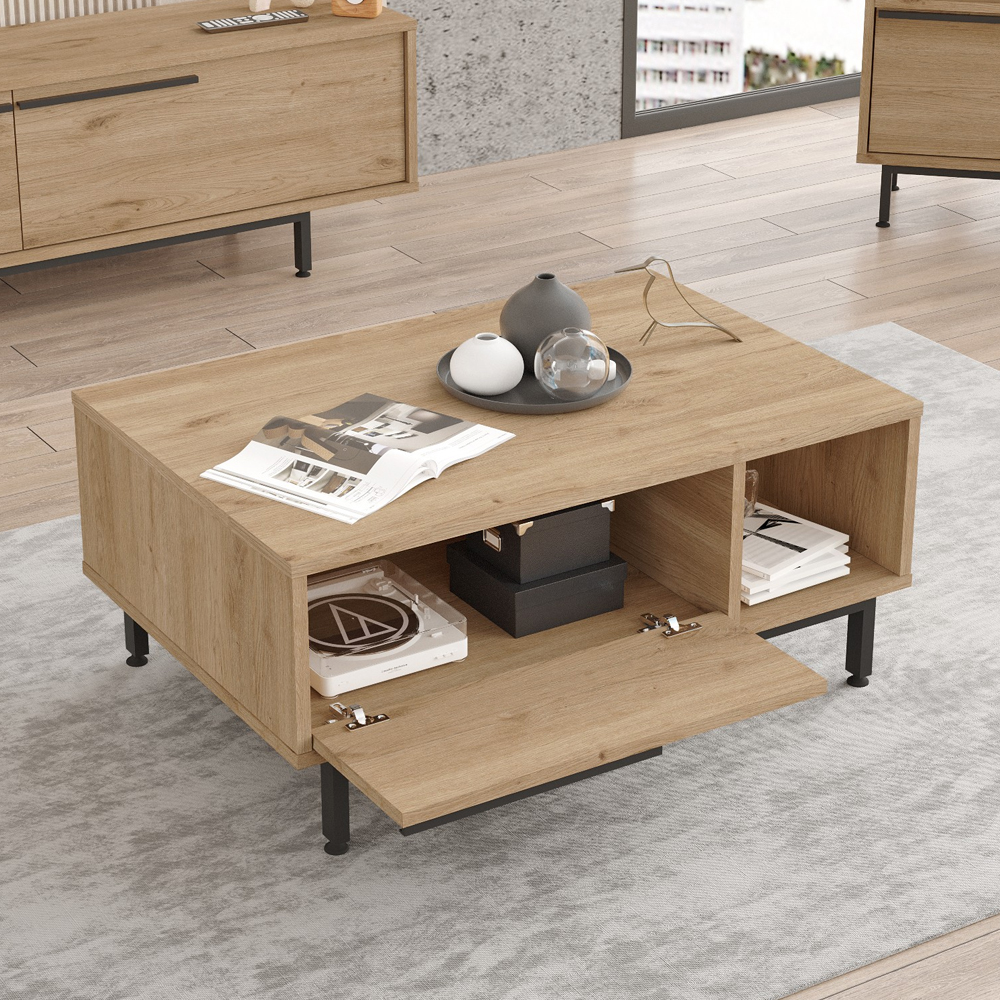 Avoris Wooden TV Stand and Coffee Table Set in Oak