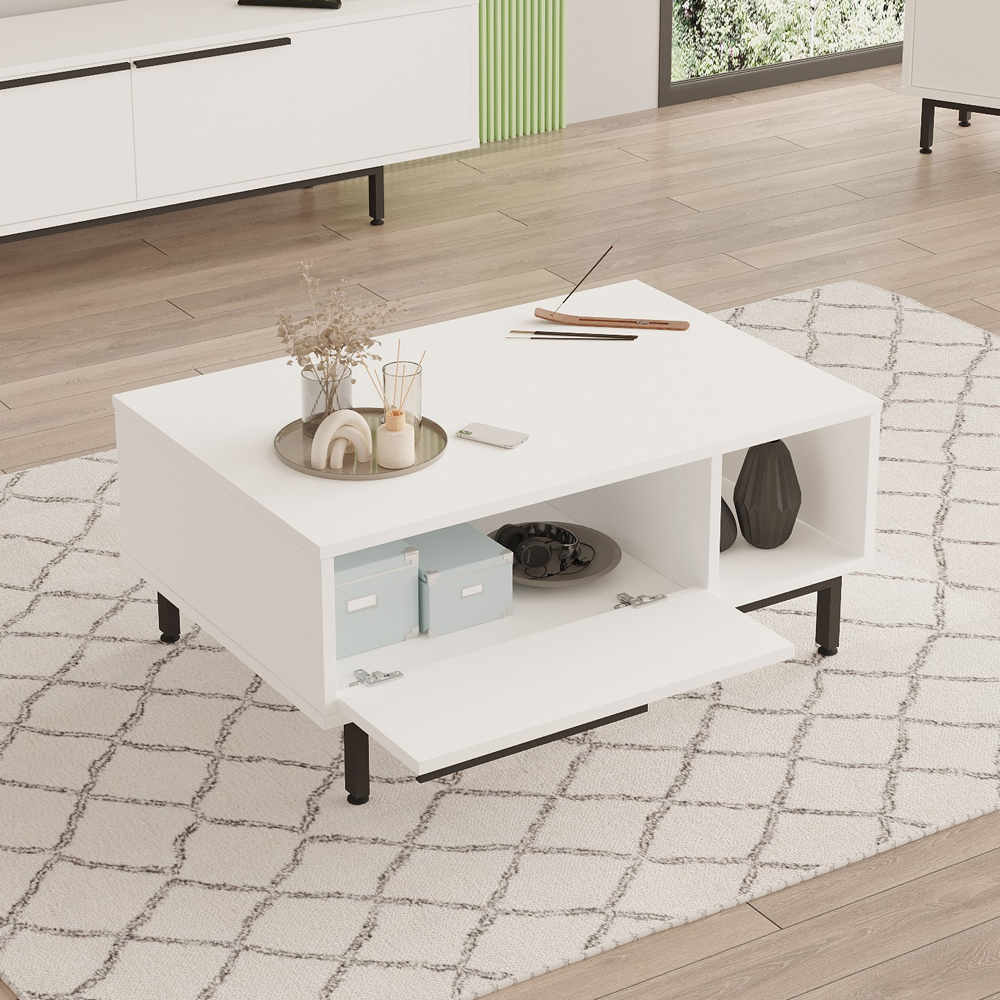 Avoris Wooden TV Stand and Coffee Table Set in White