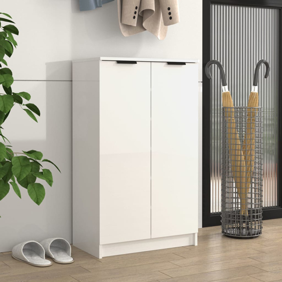 Avory High Gloss Shoe Storage With 2 Doors In White Furniture in Fashion