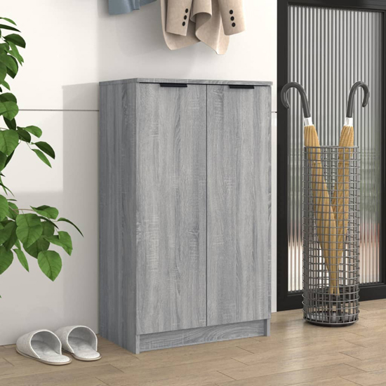 Product photograph of Avory Shoe Storage Cabinet With 2 Doors In Grey Sonoma Oak from Furniture in Fashion