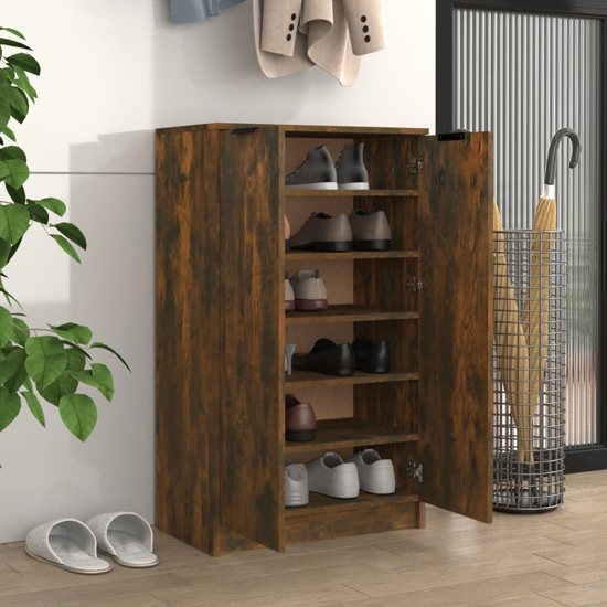 Avory Shoe Storage Cabinet With 2 Doors In Smoked Oak