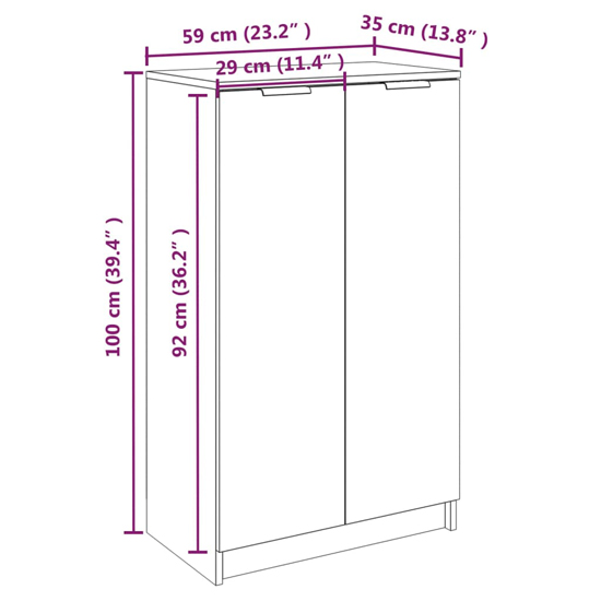 Avory Shoe Storage Cabinet With 2 Doors In Sonoma Oak