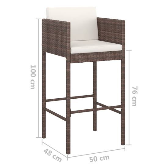 Avyanna Set Of 4 Poly Rattan Bar Chairs With Cushions In Brown
