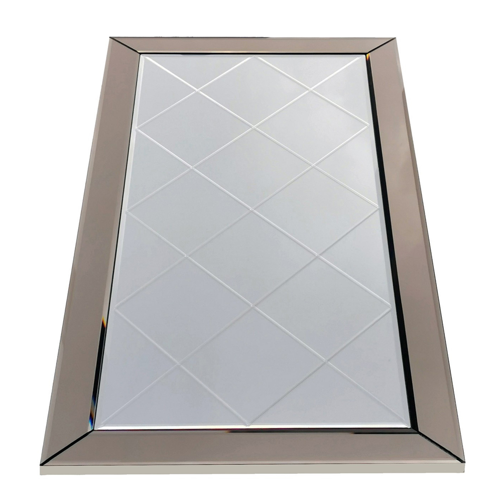 Avyra Glass Diamond Pattern Wall Mirror in Bronze