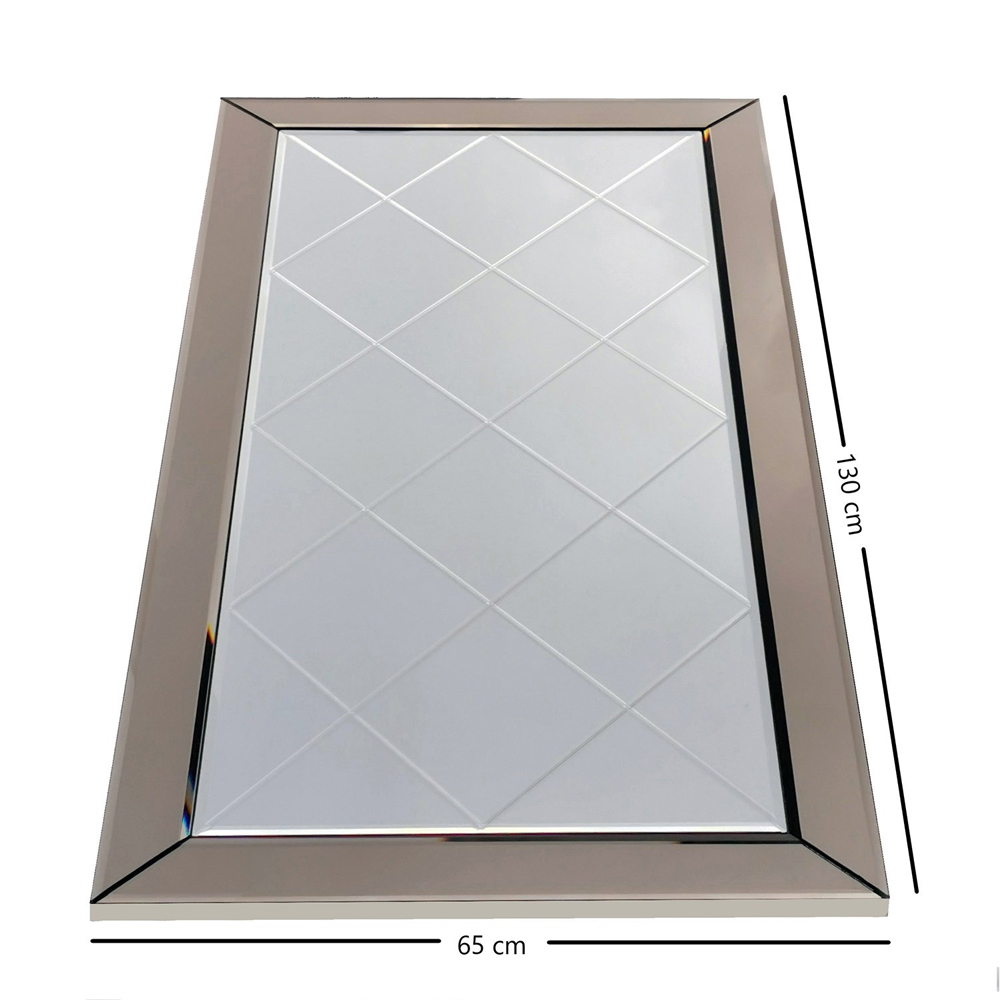 Avyra Glass Diamond Pattern Wall Mirror in Bronze