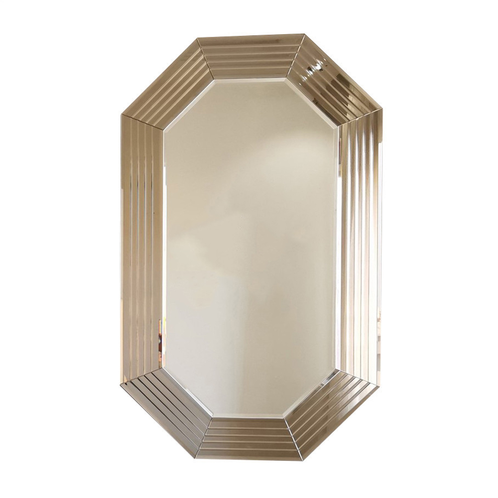 Avyra Small Wooden Octagonal Wall Mirror in Bronze