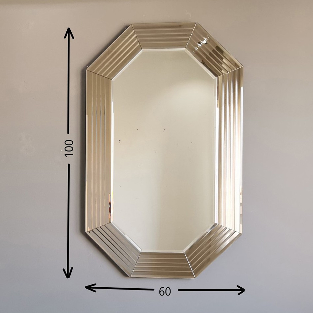 Avyra Small Wooden Octagonal Wall Mirror in Bronze