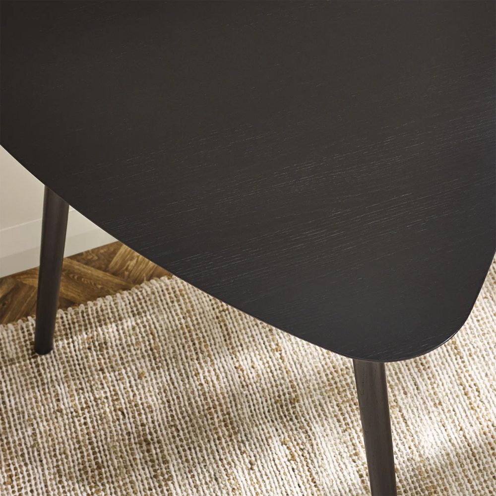 Avyron Wooden Triangular Dining Table in Black Ash