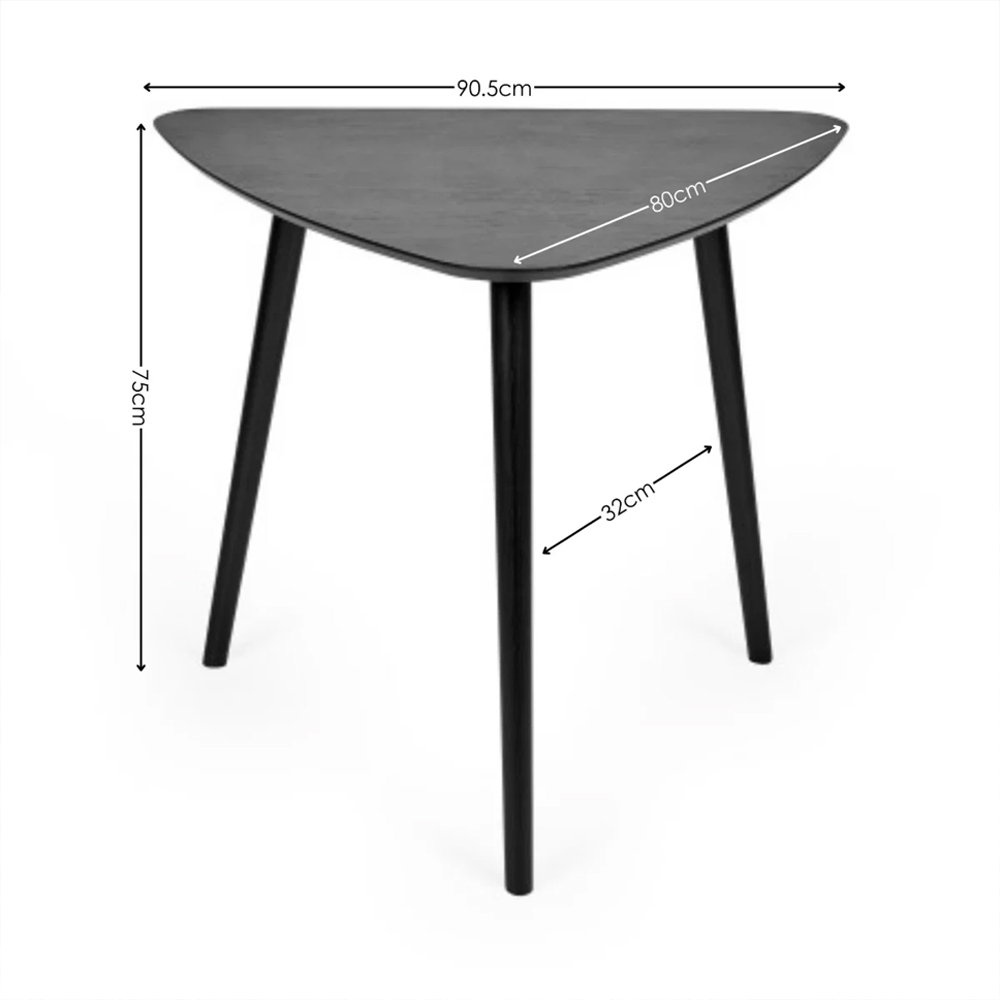 Avyron Wooden Triangular Dining Table in Black Ash