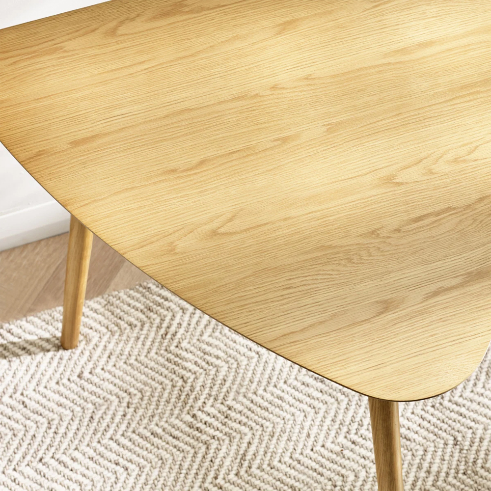 Avyron Wooden Triangular Dining Table in Light Oak