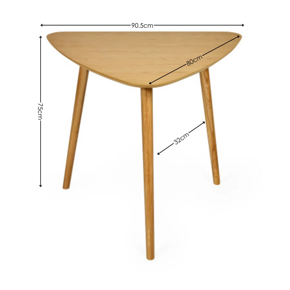 Avyron Wooden Triangular Dining Table in Light Oak