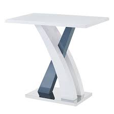 Axara Rectangular High Gloss Bar Table In White And Grey_2