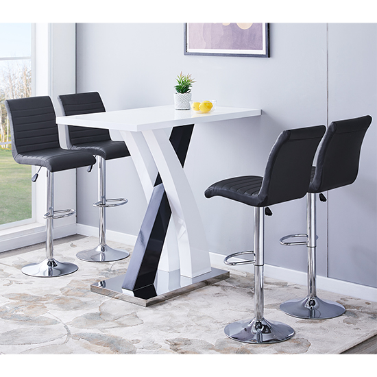 Axara Rectangular High Gloss Bar Table In White And Black_4
