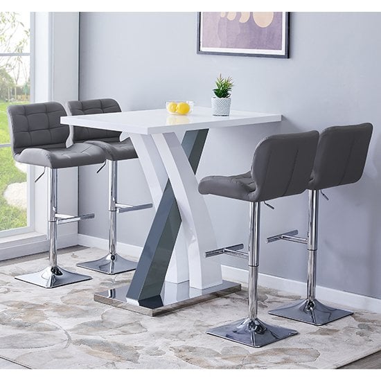 Axara High Gloss Bar Table Rectangular In White And Grey_3