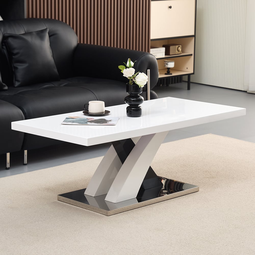 Read more about Axara coffee table rectangular in white and black high gloss