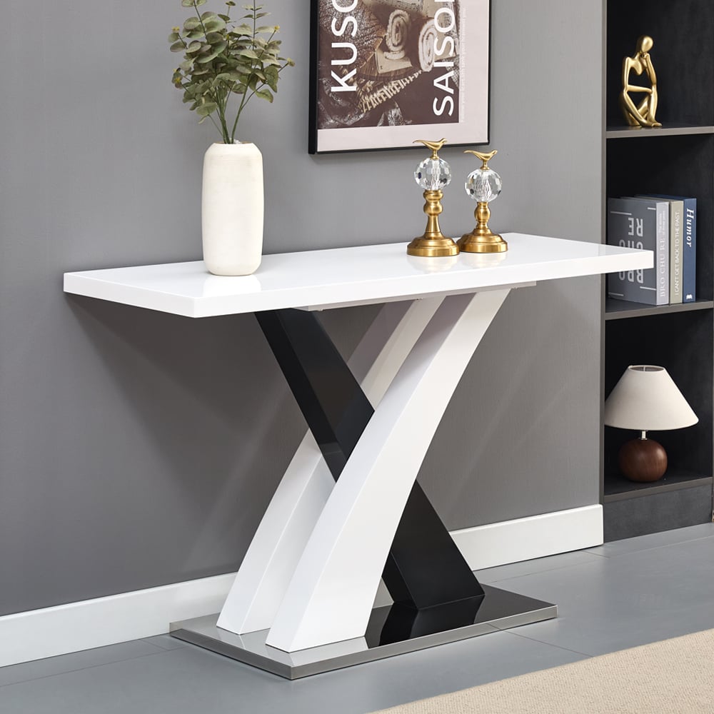 Read more about Axara console table rectangular in white and black high gloss