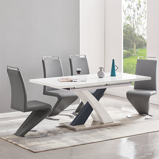 Axara Large Extending Grey Dining Table 4 Summer Grey Chairs_1