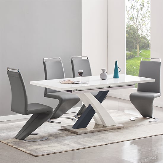 Read more about Axara large extending grey dining table 4 summer grey chairs