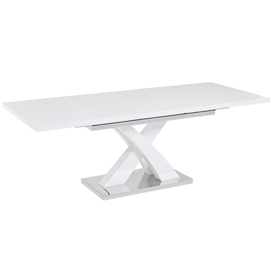 Axara Large Extending High Gloss Dining Table In White_2