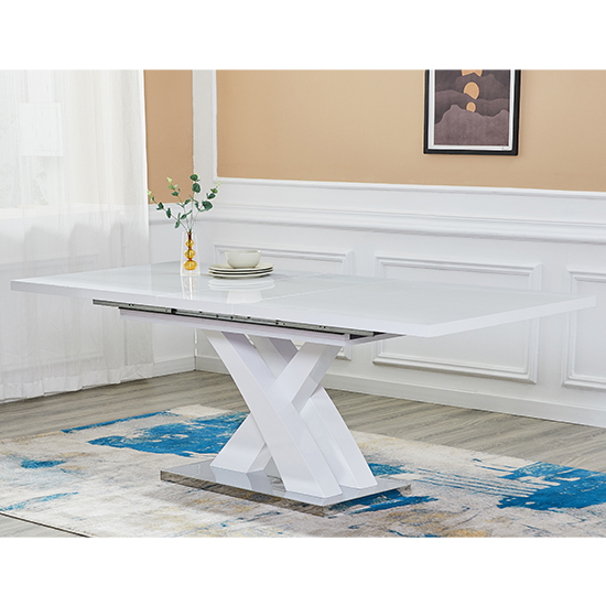 Read more about Axara large extending high gloss dining table in white