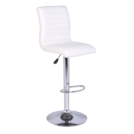 Axara Gloss Bar Table In White Black With 4 Ripple White Stools_3