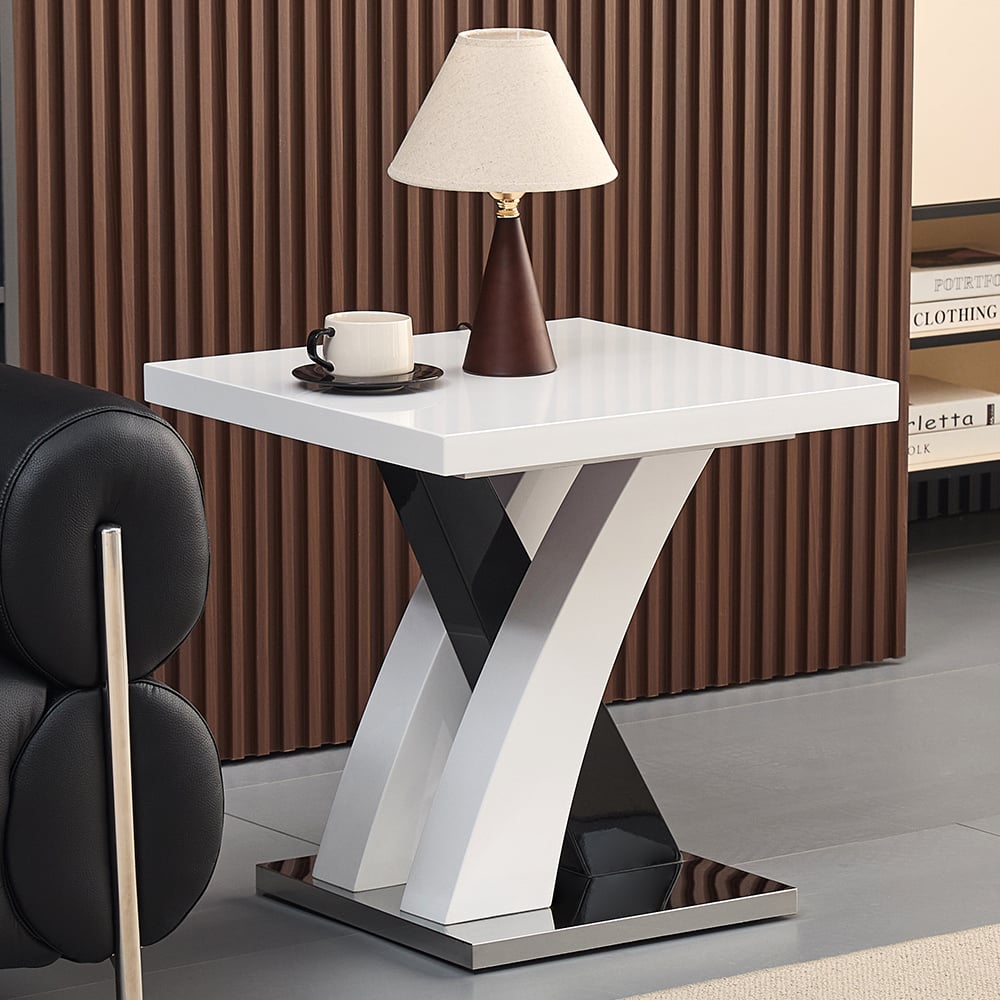 Read more about Axara high gloss lamp table square in white and black