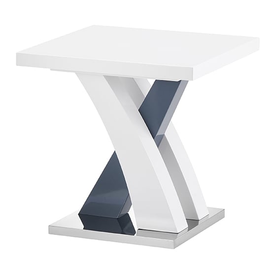 Axara High Gloss Lamp Table Square In White And Grey