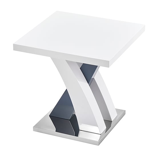 Axara High Gloss Lamp Table Square In White And Grey