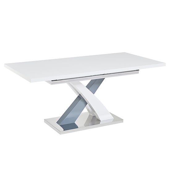 Axara Large Extending Gloss Dining Table In White And Grey_3