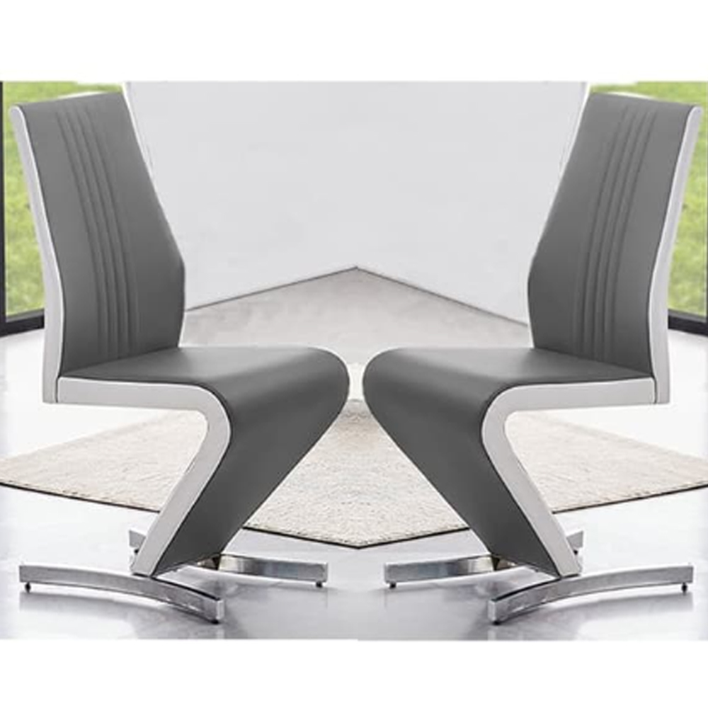 Axara Large Extending Grey Dining Table 6 Gia Grey White Chairs