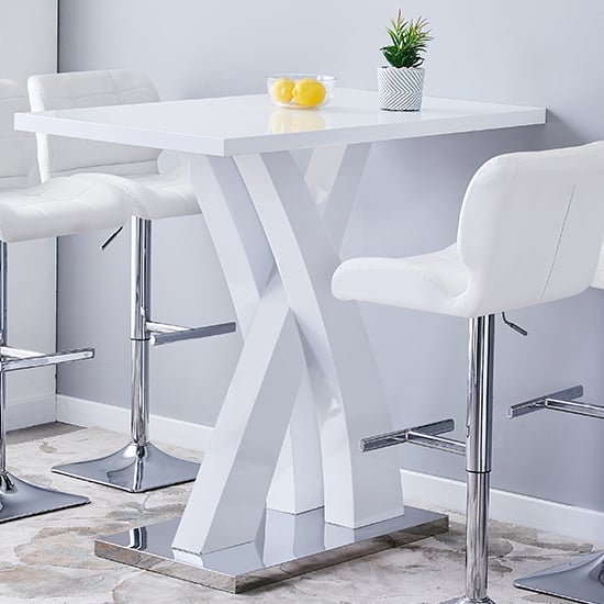 Product photograph of Axara High Gloss Bar Table Rectangular In White from Furniture in Fashion