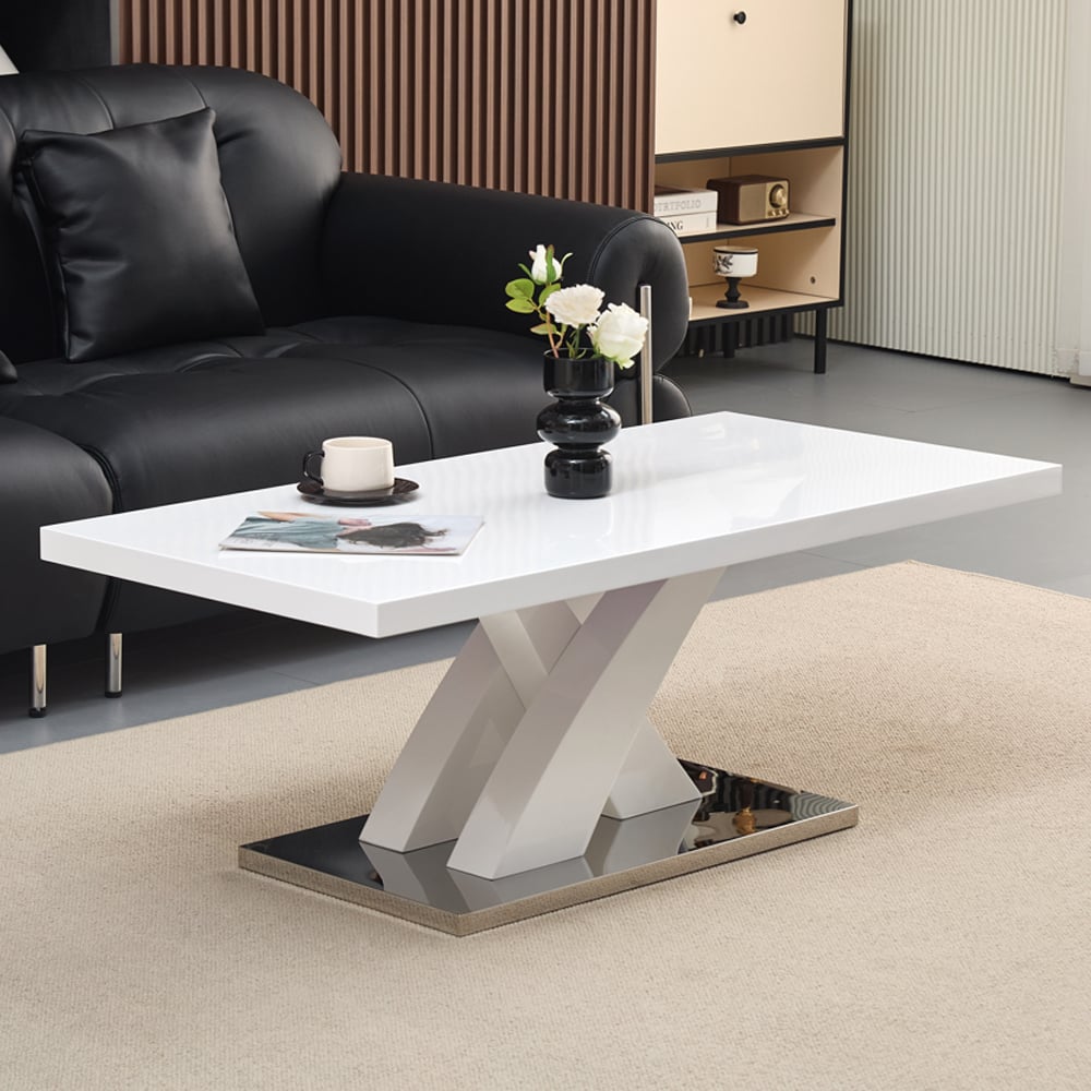 Read more about Axara rectangular high gloss coffee table in white