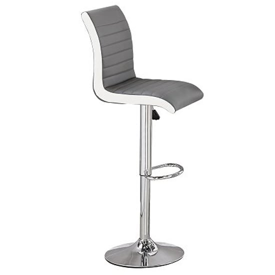 Axara White High Gloss Bar Table With 4 Ritz Grey White Stools