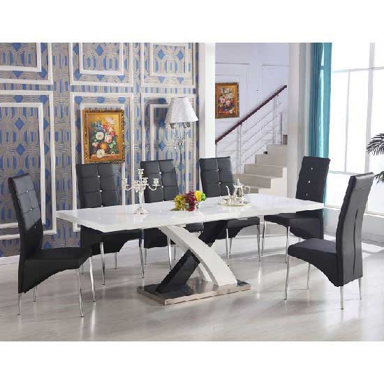 Read more about Axara large extending black dining table 6 vesta black chairs