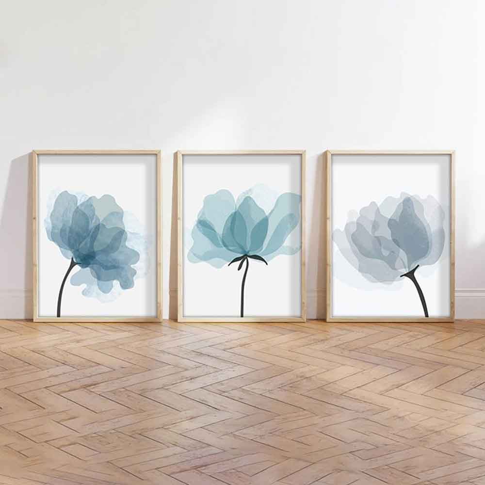 Axiom Wooden 20x30cm Cool Breeze Blossoms Art Frame Set of 3 in Multicolour